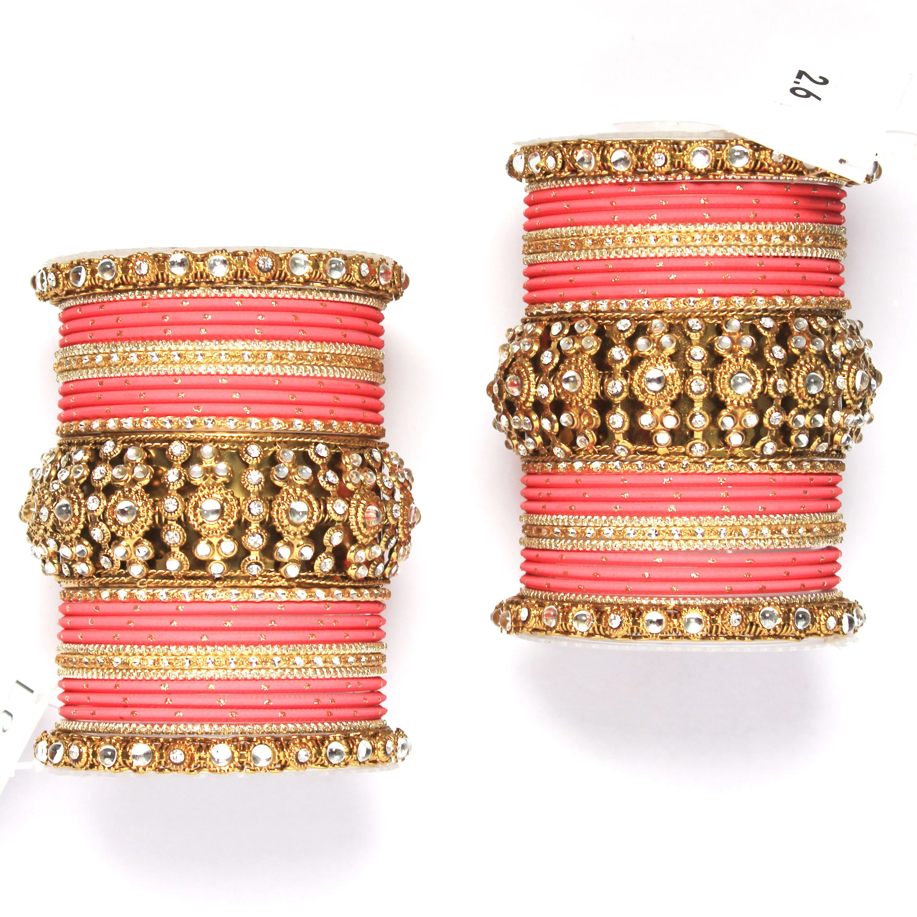 Set of 2 Beautiful Golden Dotted Colored Bangle Set - Image 3