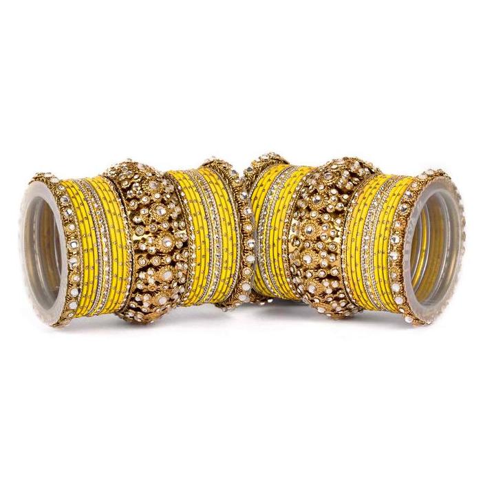 Set of 2 Beautiful Golden Dotted Colored Bangle Set - Image 4