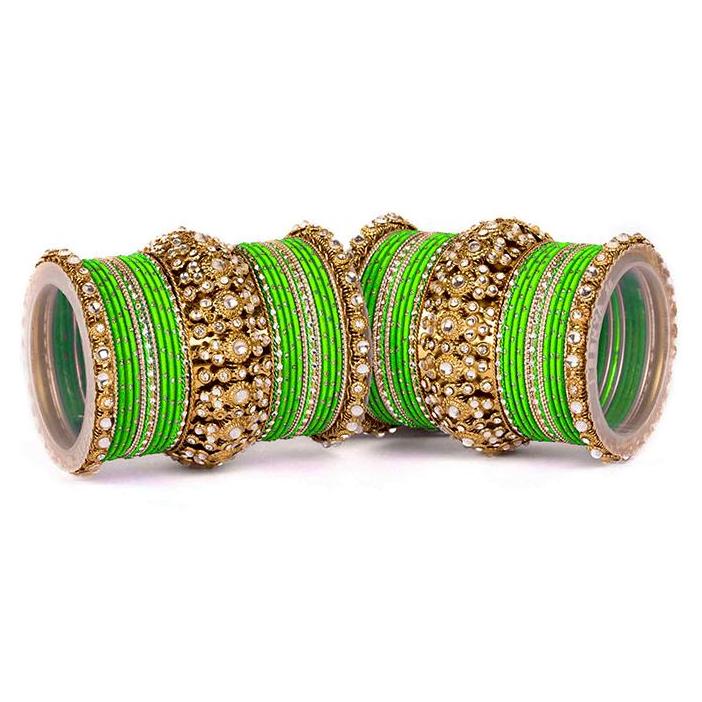 Set of 2 Beautiful Golden Dotted Colored Bangle Set - Image 5