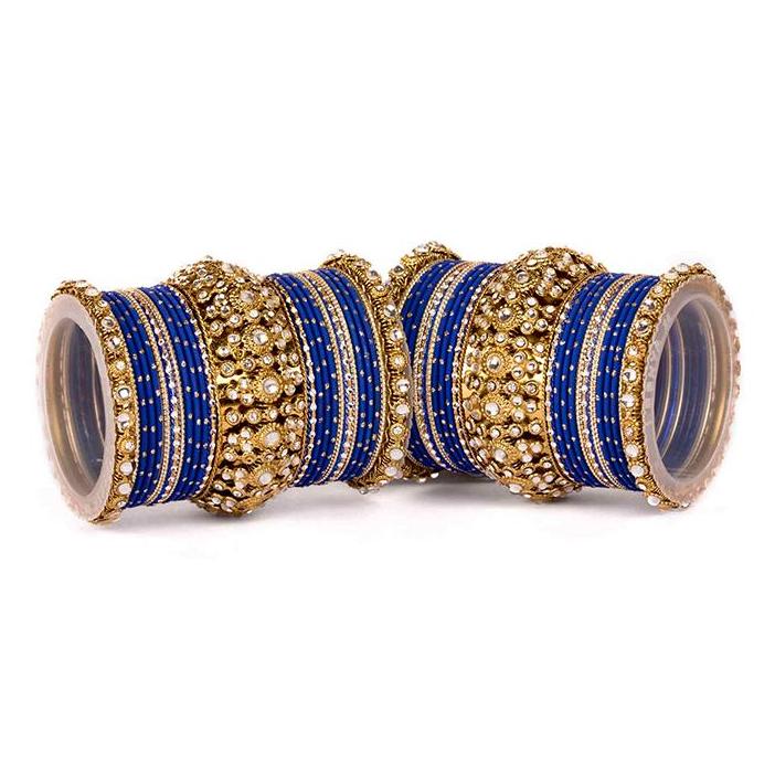 Set of 2 Beautiful Golden Dotted Colored Bangle Set - Image 6