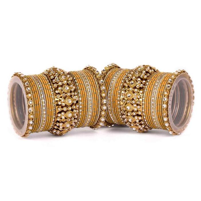 Set of 2 Beautiful Golden Dotted Colored Bangle Set - Image 8