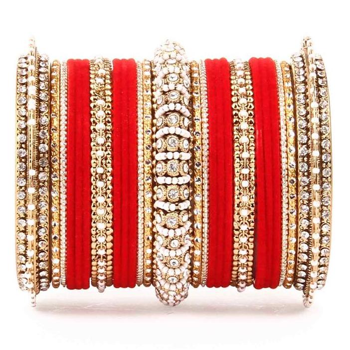 Set of 2 Beautiful Velvet Bangle And Pearl Bangle Set - Image 5