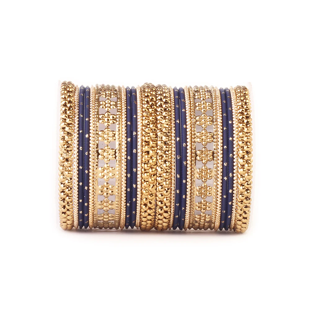 Colored Daily Wear Bangle Set With Flower Jaali Work - Image 4