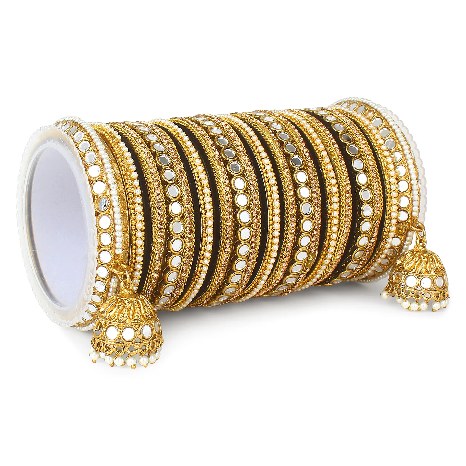 Bridal Mirror Bangle Set with Jhumki by Leshya - Image 10