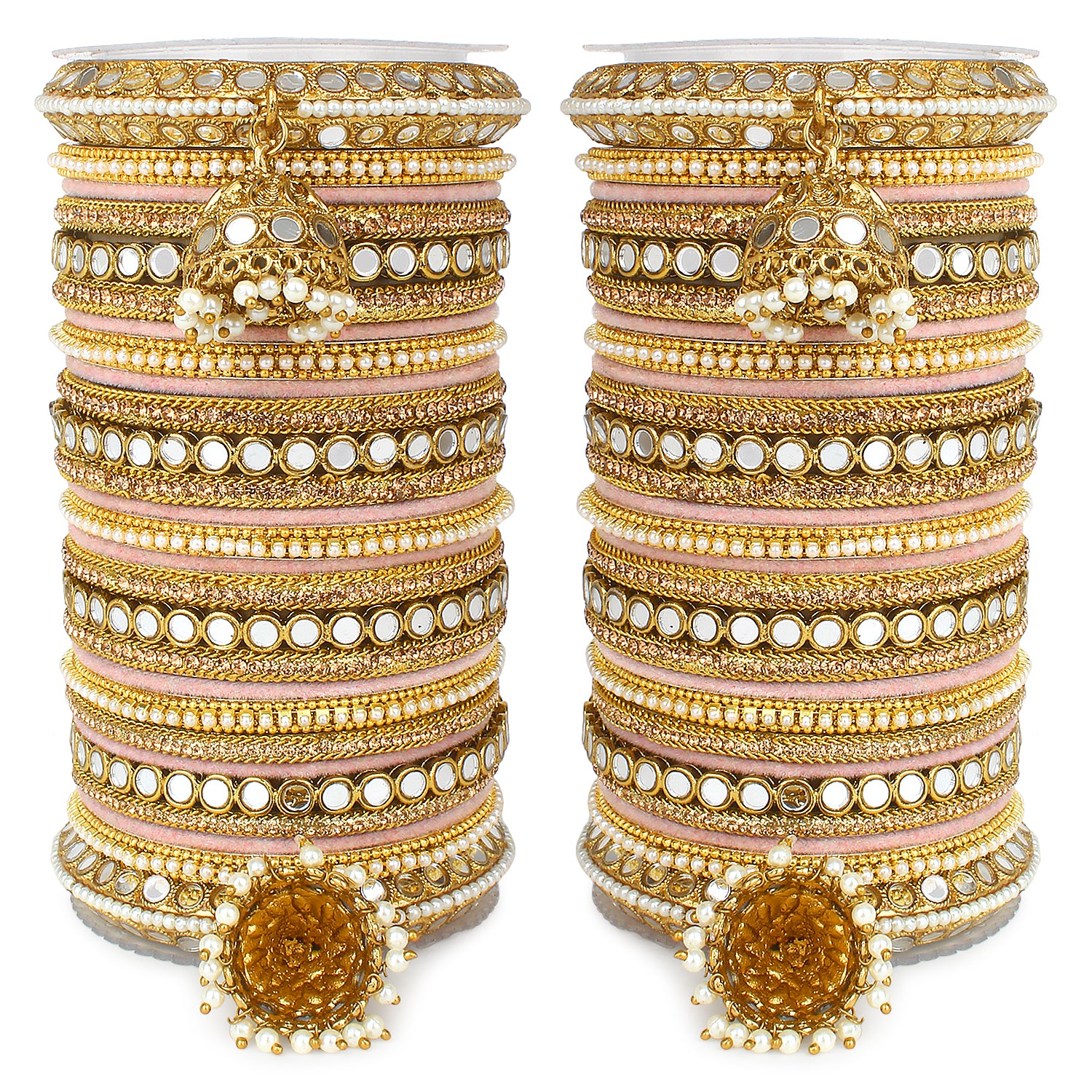 Bridal Mirror Bangle Set with Jhumki by Leshya - Image 11