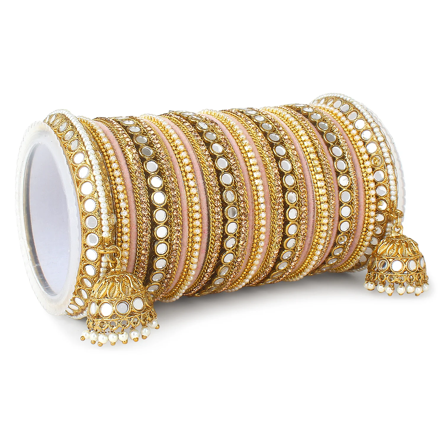 Bridal Mirror Bangle Set with Jhumki by Leshya - Image 12