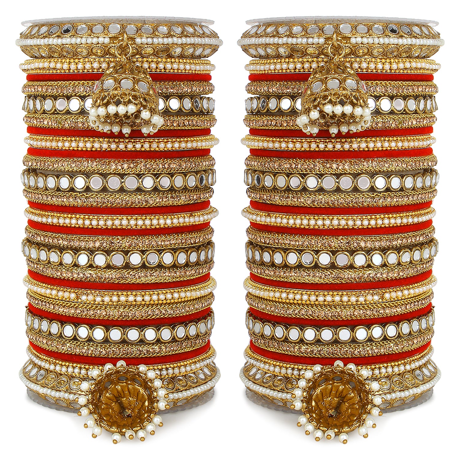 Bridal Mirror Bangle Set with Jhumki by Leshya - Image 4