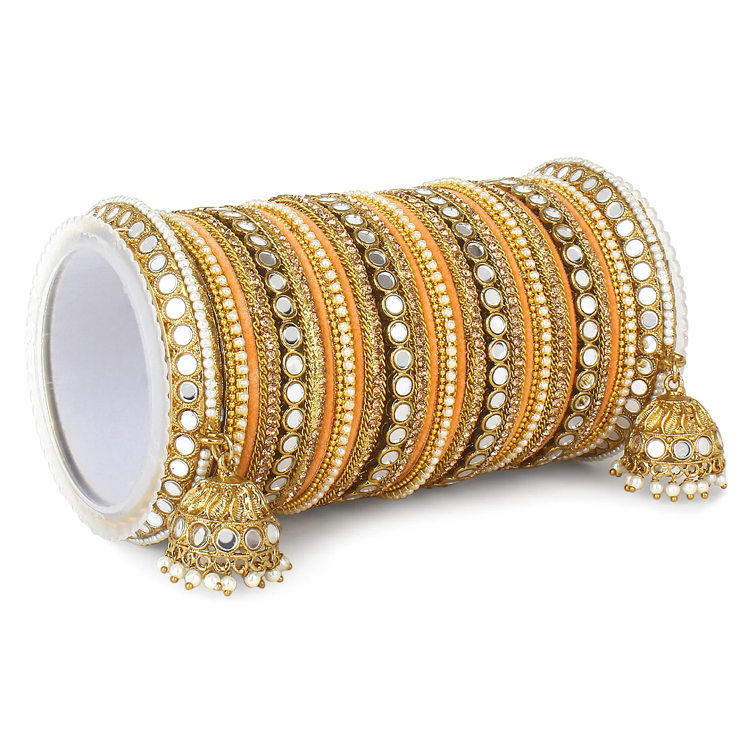 Bridal Mirror Bangle Set with Jhumki by Leshya - Image 6