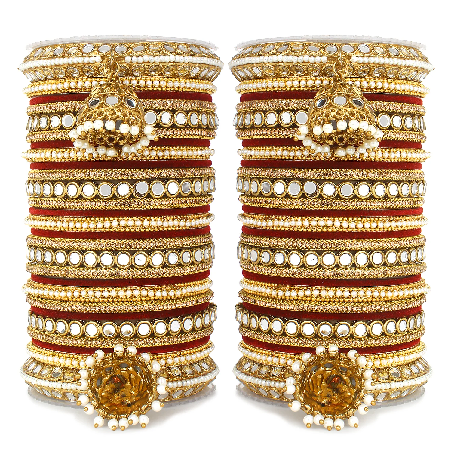Bridal Mirror Bangle Set with Jhumki by Leshya - Image 7