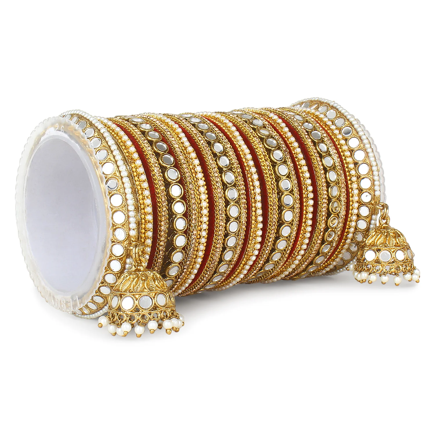 Bridal Mirror Bangle Set with Jhumki by Leshya - Image 8