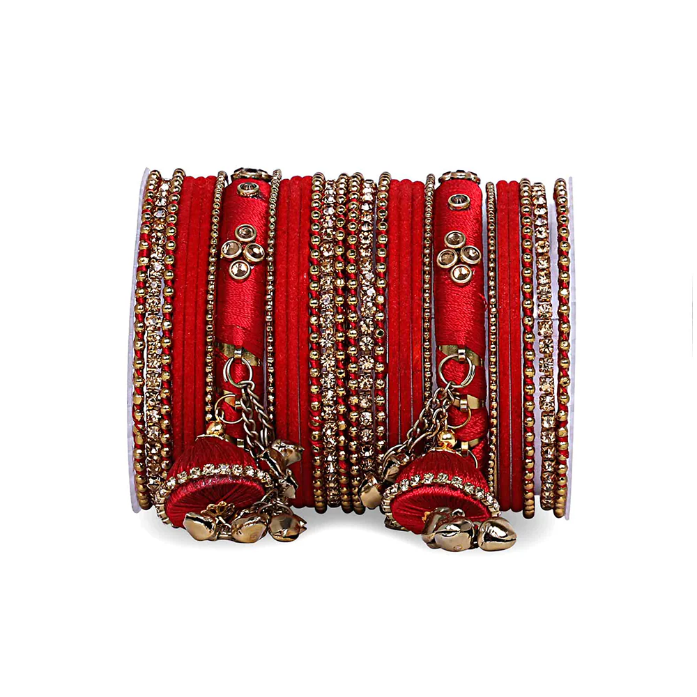 Bridal Silk Thread Sets With Large Jhumki Bells - Image 11