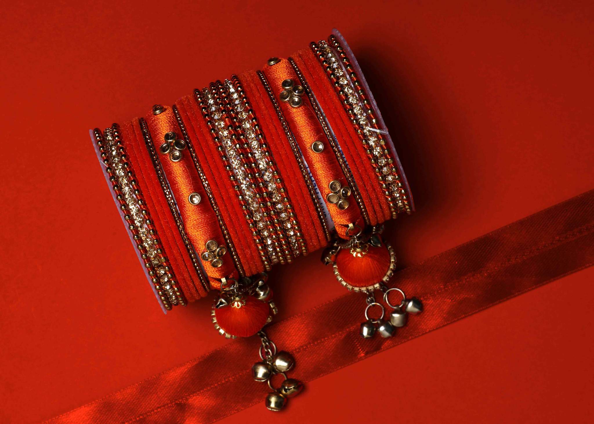 Bridal Silk Thread Sets With Large Jhumki Bells - Image 3