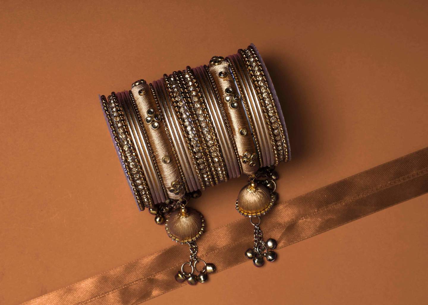 Bridal Silk Thread Sets With Large Jhumki Bells - Image 5