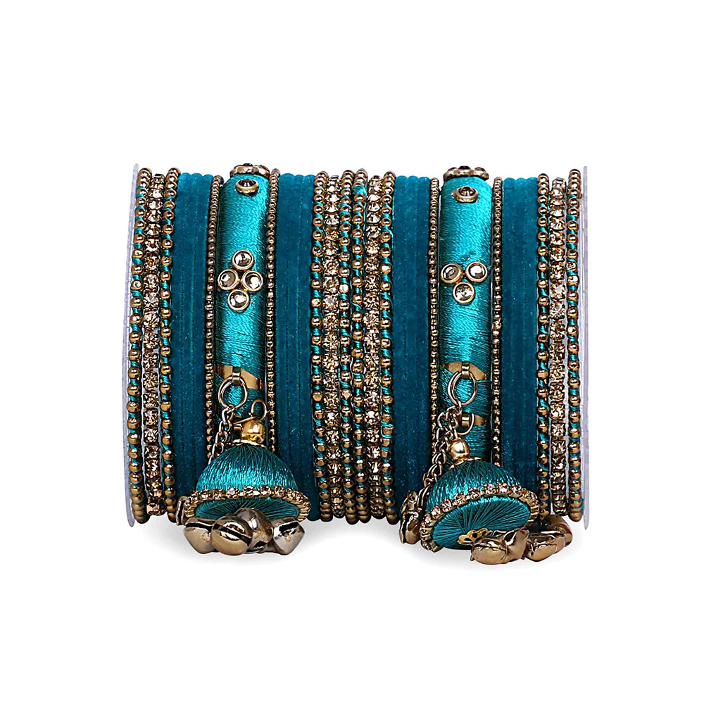 Bridal Silk Thread Sets With Large Jhumki Bells - Image 6