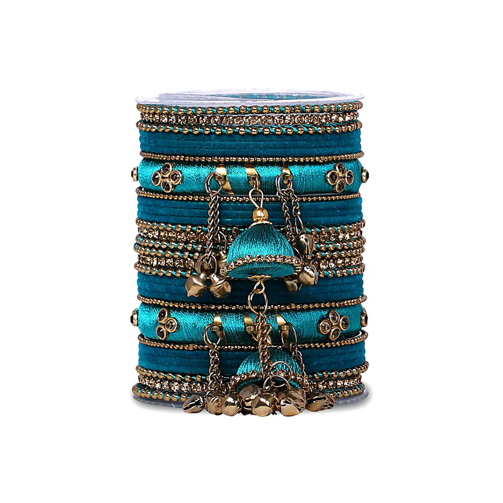 Bridal Silk Thread Sets With Large Jhumki Bells - Image 7