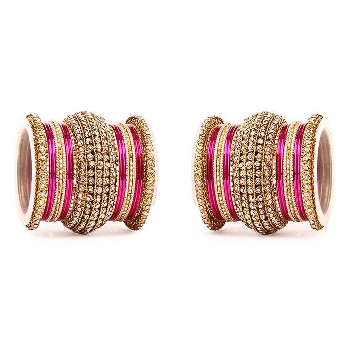 Set of 2 Colored Chakri Shining Bangle Set - Image 11