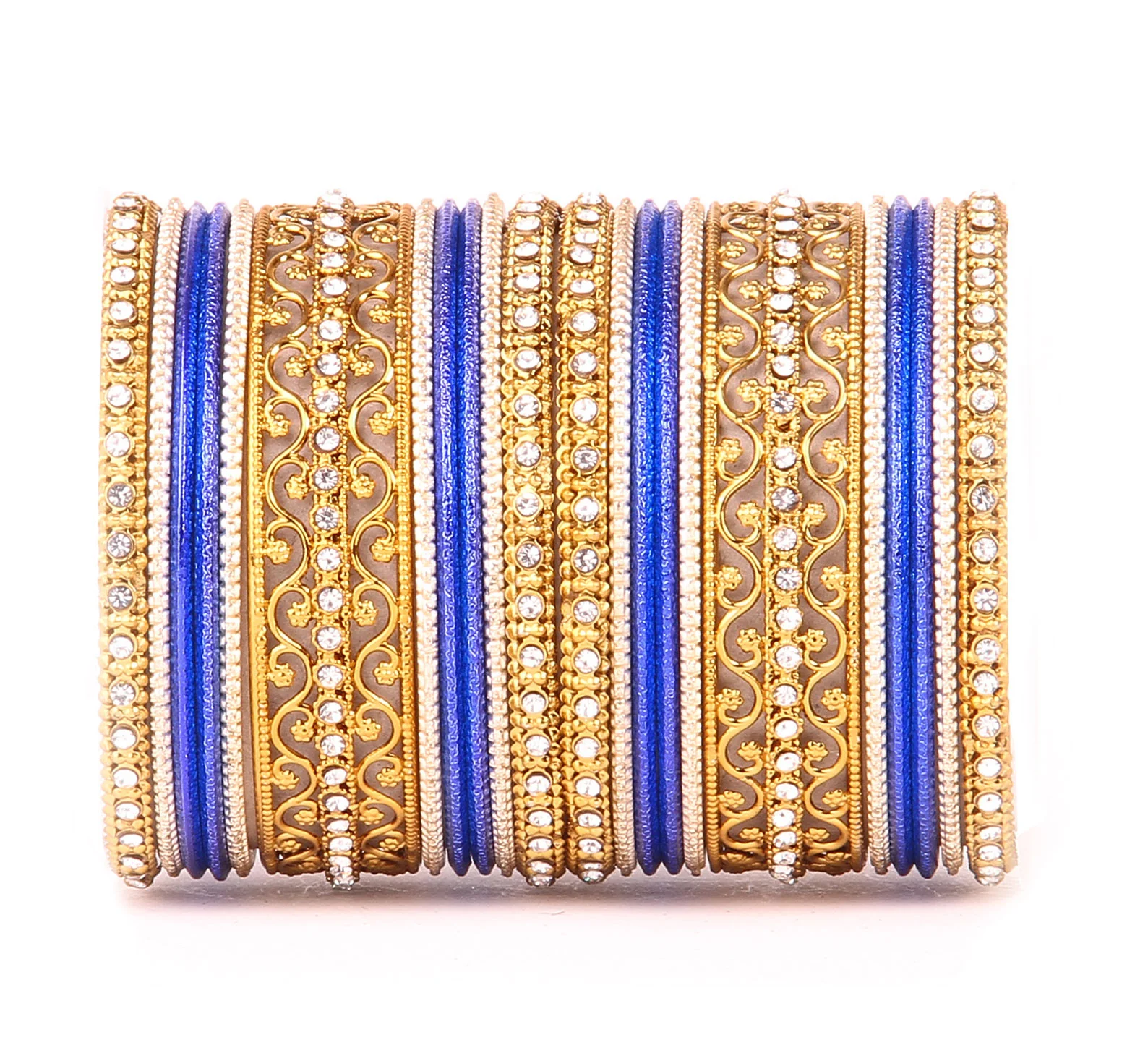Intricate Bracelet With Running Stone Work And Shinning Bangle Set - Image 13