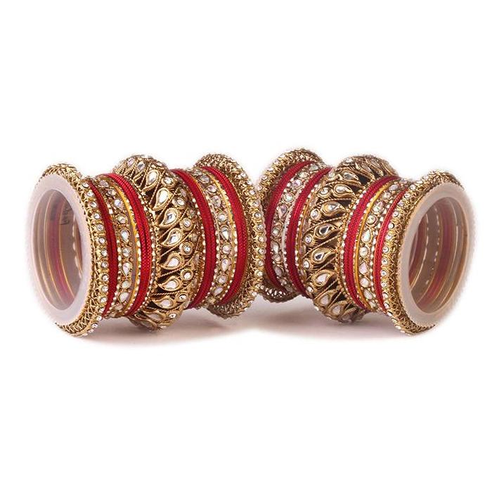 Set of 2 Kundan Bangle Set With Chakri Kada - Image 4
