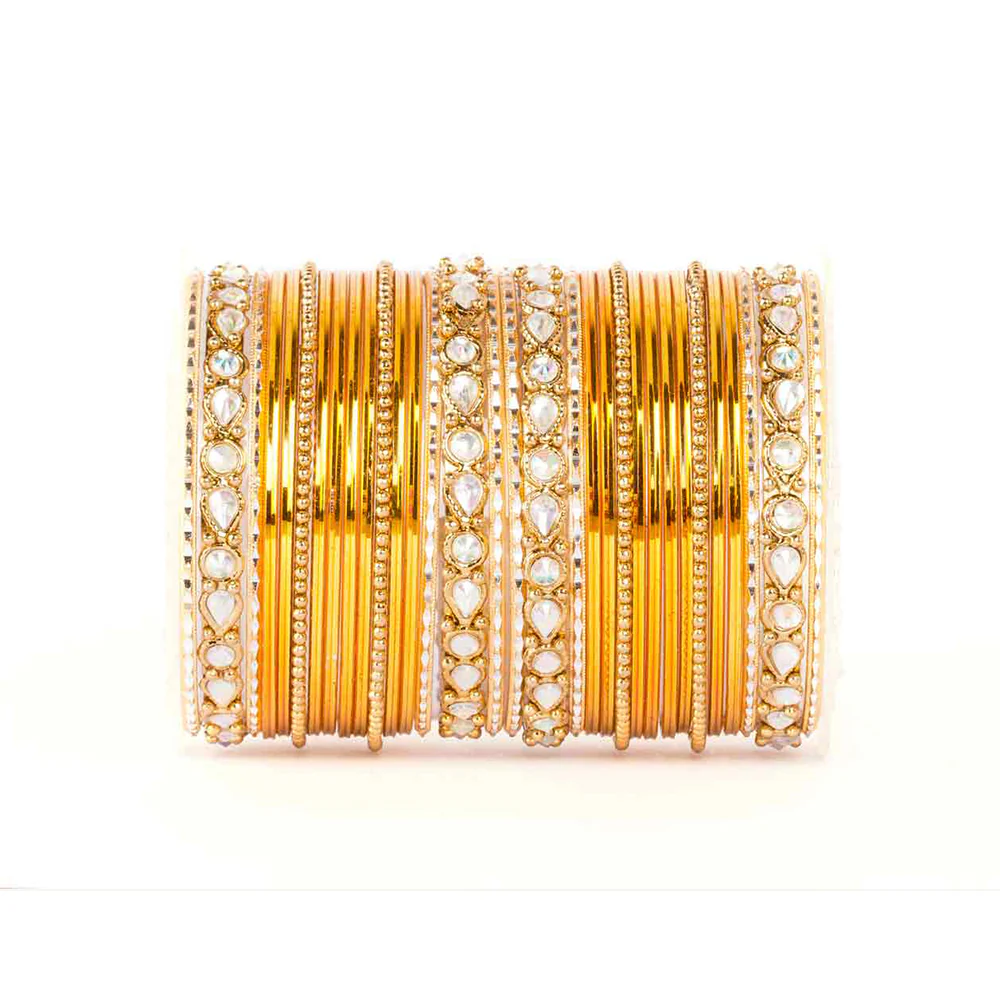 Kundan Gold Plating Bangle Set (Plus Size) - Image 9
