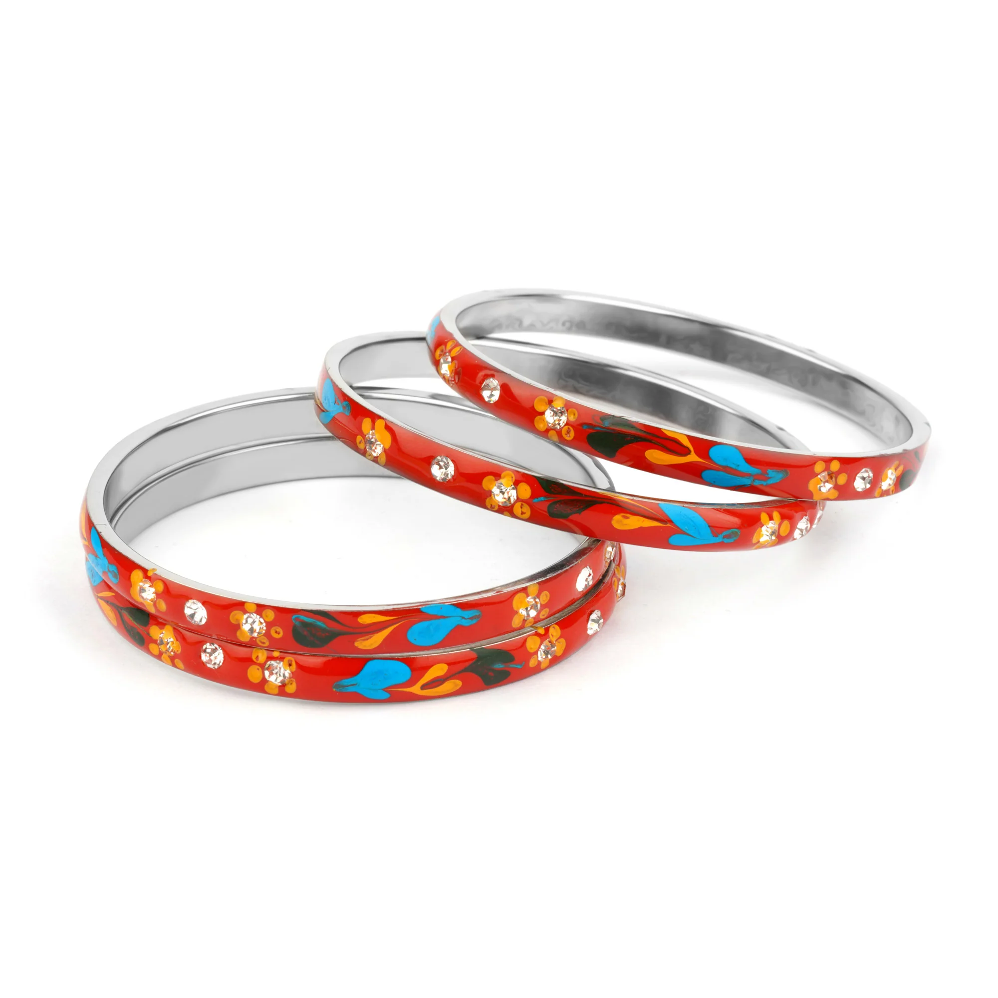 Meenakari Bracelets With Hand Made Floral Design And Stones - Image 15