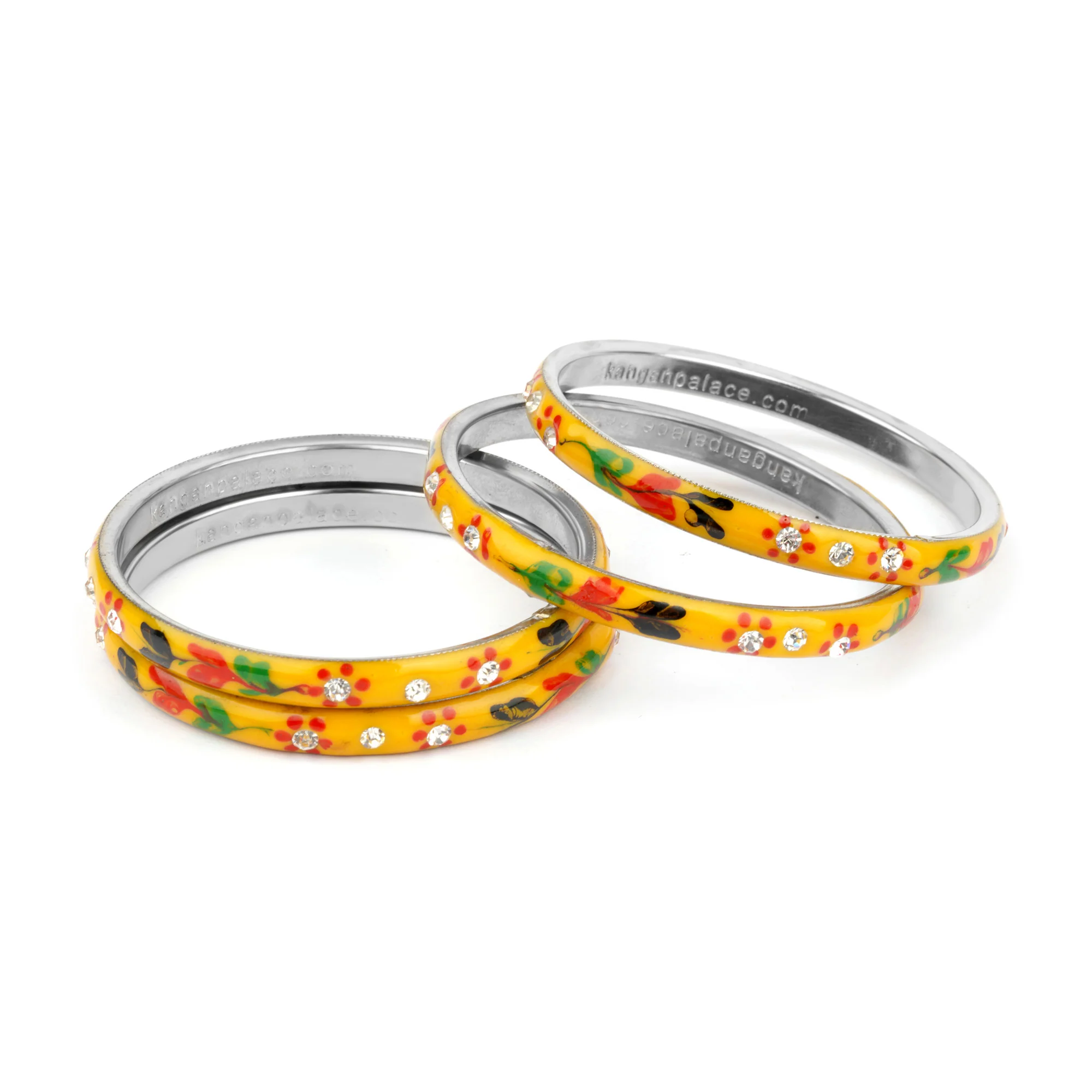 Meenakari Bracelets With Hand Made Floral Design And Stones - Image 17