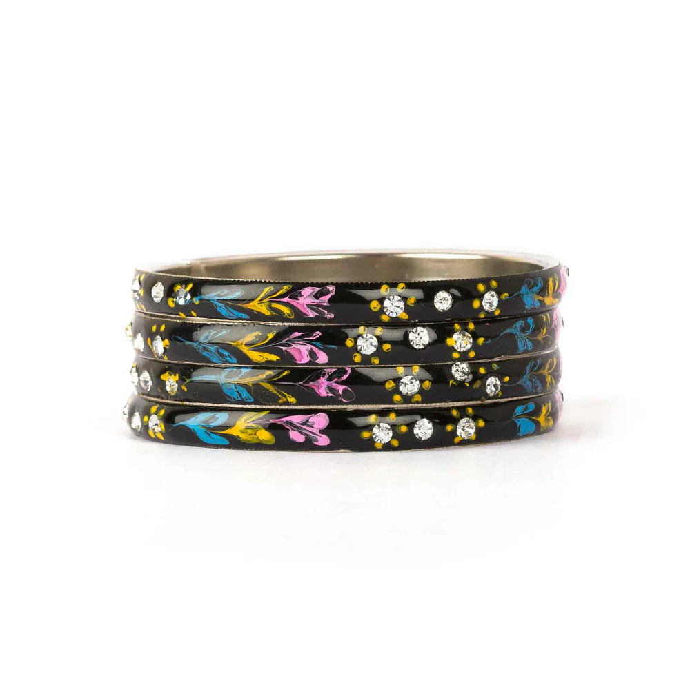 Meenakari Bracelets With Hand Made Floral Design And Stones - Image 3