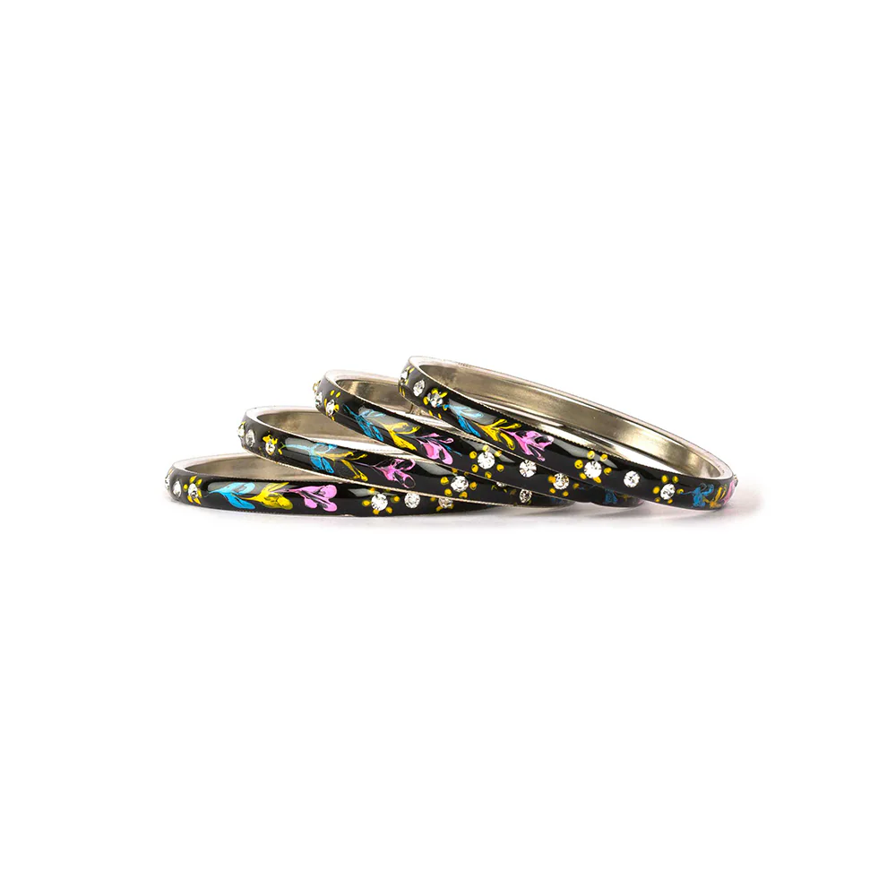 Meenakari Bracelets With Hand Made Floral Design And Stones - Image 4