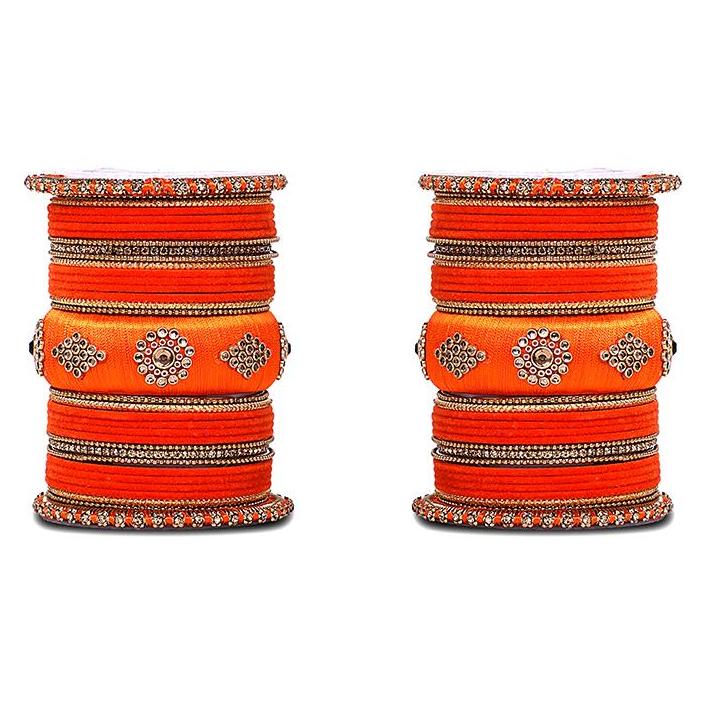 Royal Set of 2 Velvet And Silk Thread Bangle Set - Image 14