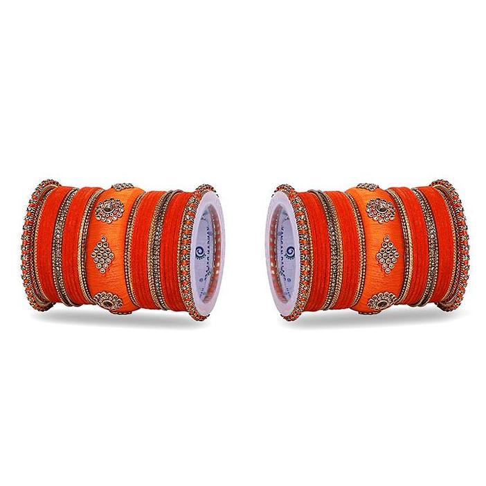 Royal Set of 2 Velvet And Silk Thread Bangle Set - Image 16