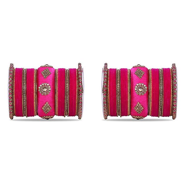 Royal Set of 2 Velvet And Silk Thread Bangle Set - Image 17