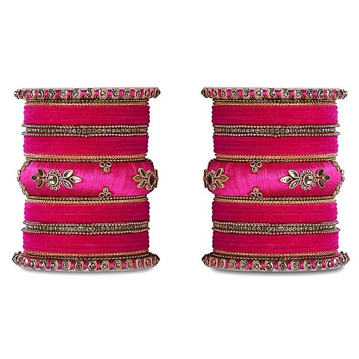 Royal Set of 2 Velvet And Silk Thread Bangle Set - Image 18
