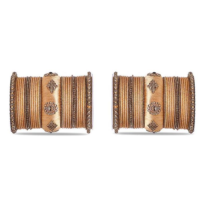 Royal Set of 2 Velvet And Silk Thread Bangle Set - Image 21