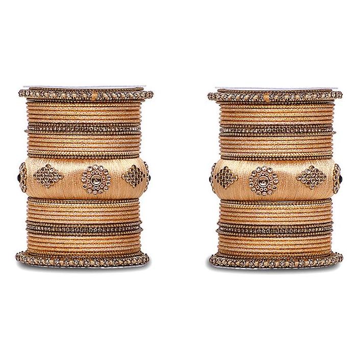 Royal Set of 2 Velvet And Silk Thread Bangle Set - Image 22