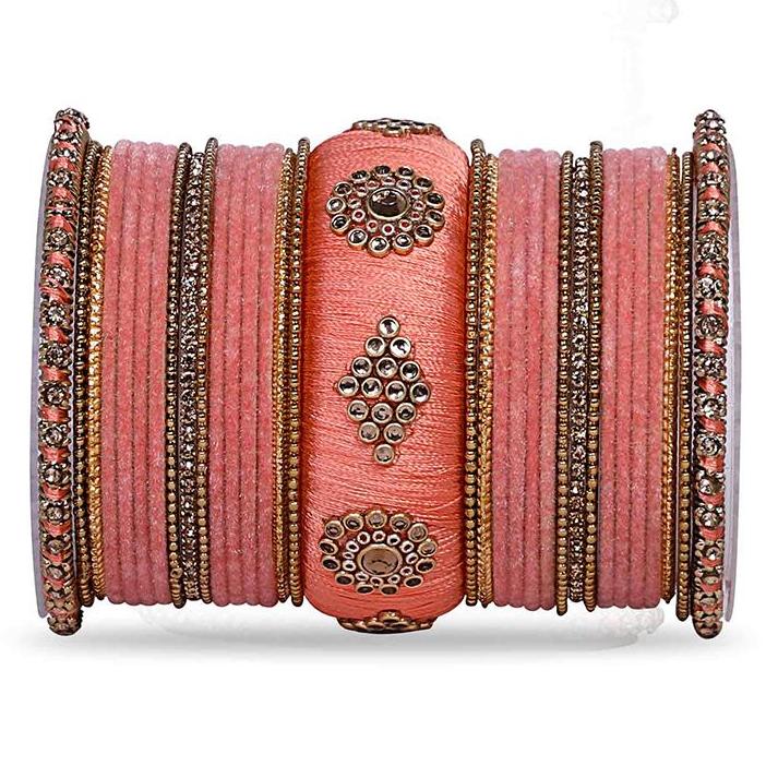 Royal Set of 2 Velvet And Silk Thread Bangle Set - Image 3