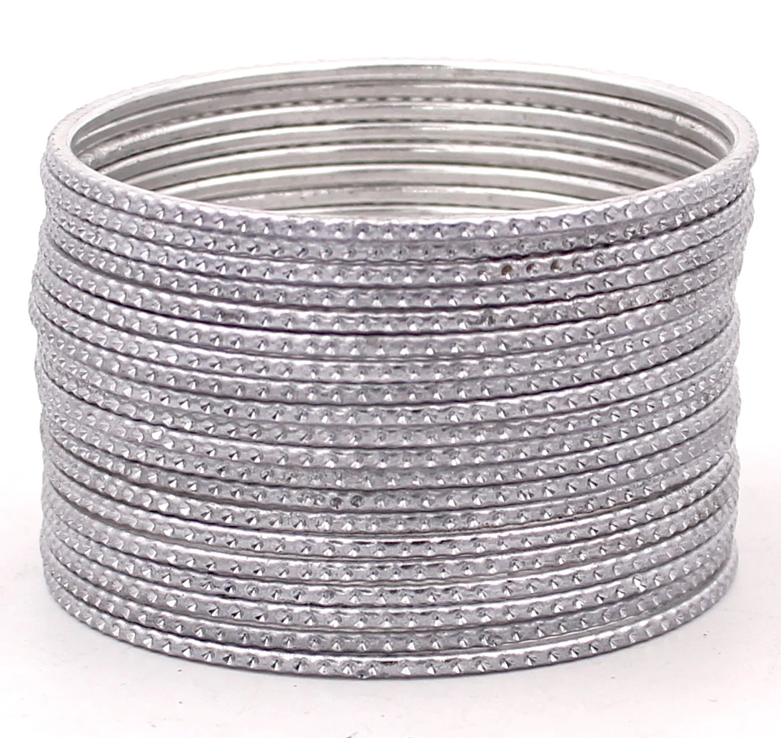 Set of 24 Shining Bangles with Embossed Pattern by Leshya - Image 3