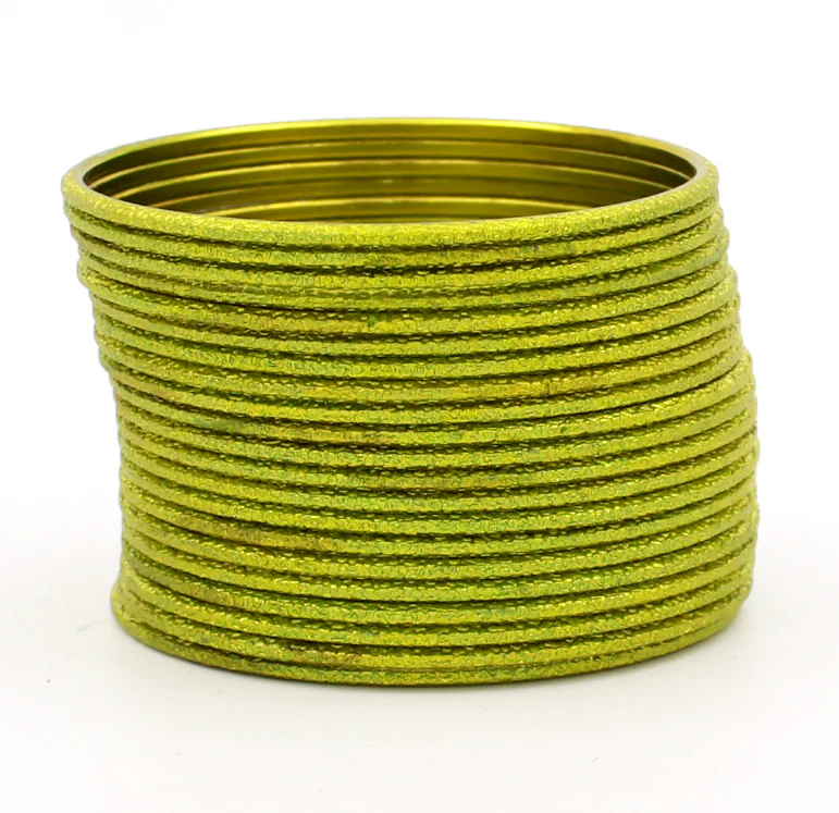 Set of 24 Shining Bangles with Etching Design by Leshya - Image 11
