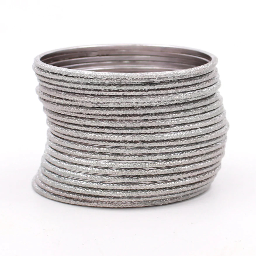 Set of 24 Shining Bangles with Etching Design by Leshya - Image 15
