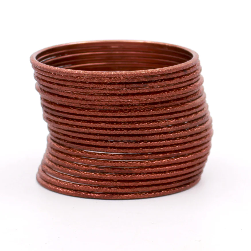 Set of 24 Shining Bangles with Etching Design by Leshya - Image 5