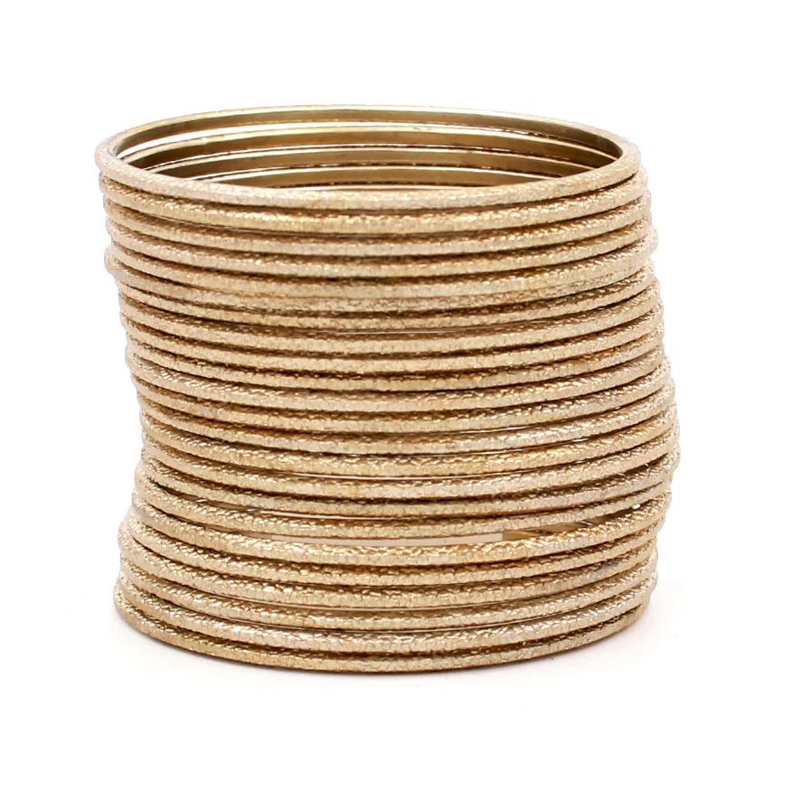Set of 24 Shining Bangles with Etching Design by Leshya - Image 7