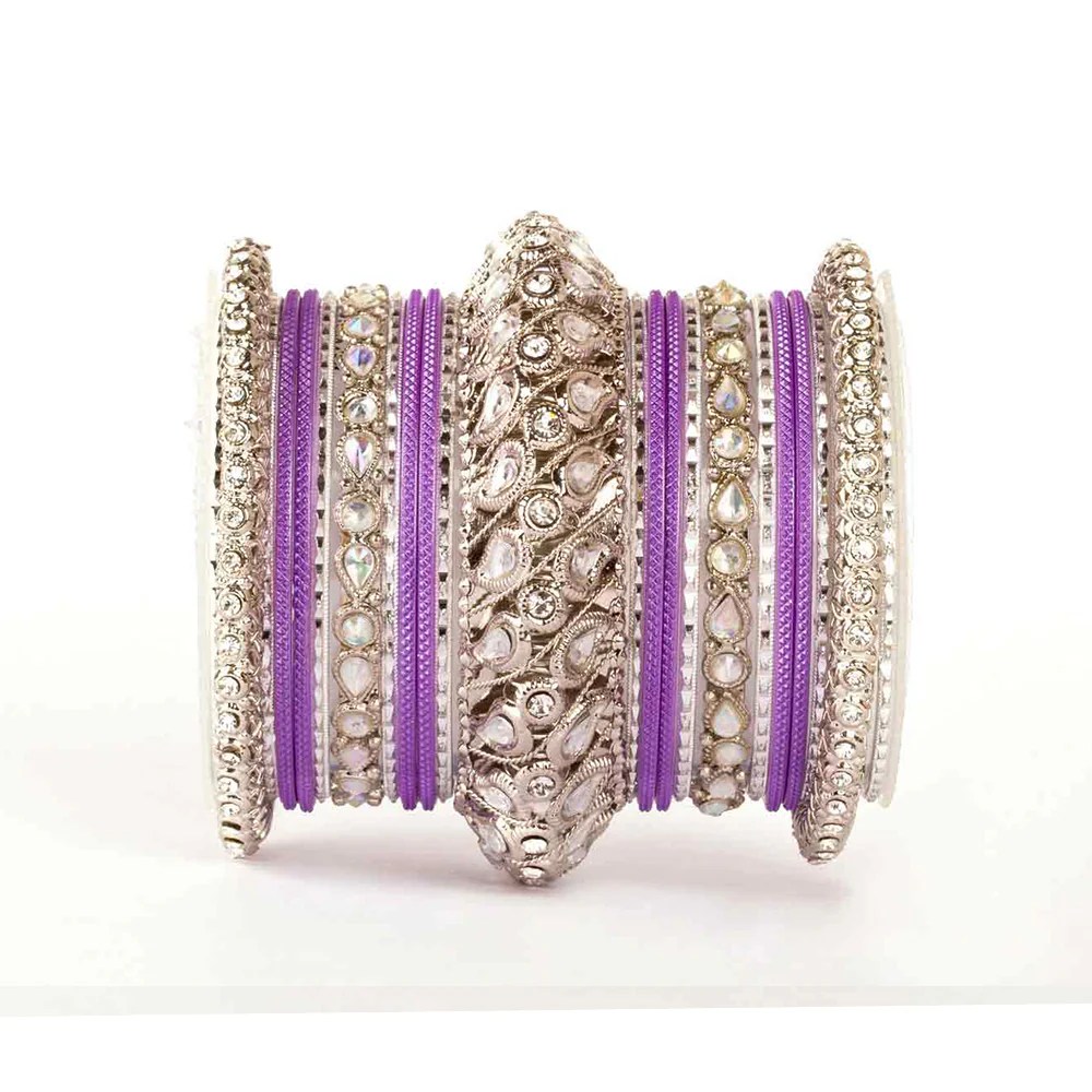 Traditional All Kundan Bangle Set For One Hand - Image 3