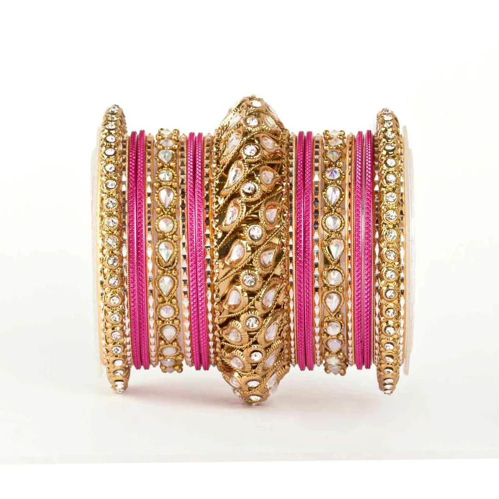 Traditional All Kundan Bangle Set For One Hand - Image 4
