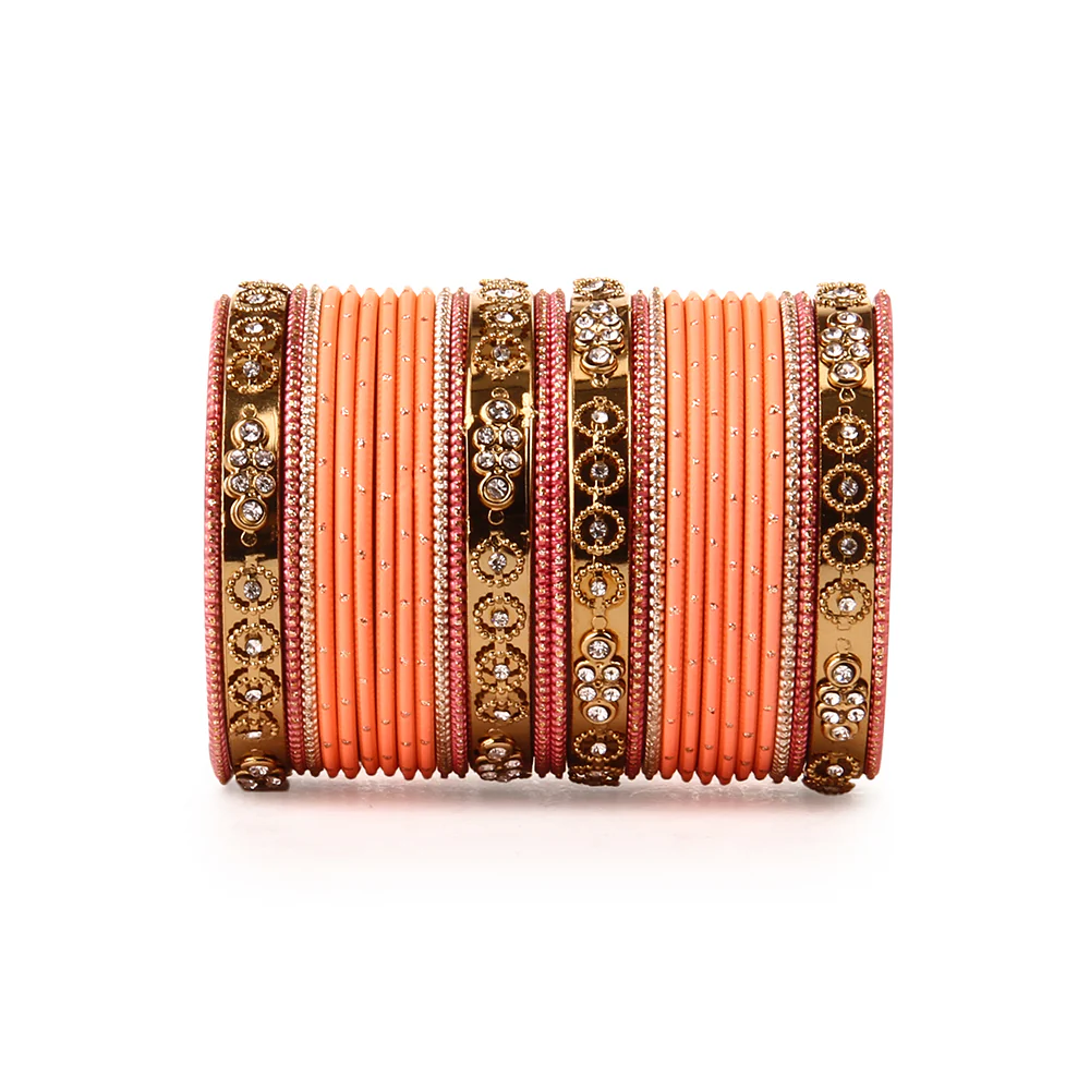 Traditional Bangle Set With Golden Dotted Bangles - Image 12