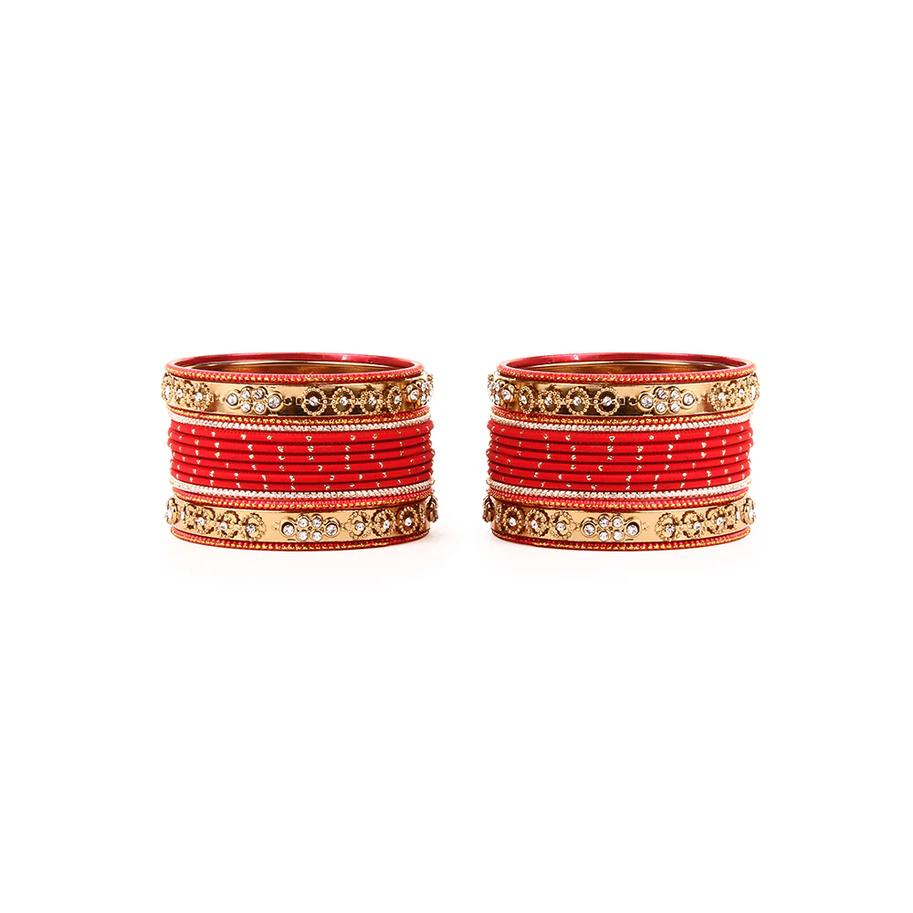 Traditional Bangle Set With Golden Dotted Bangles - Image 15