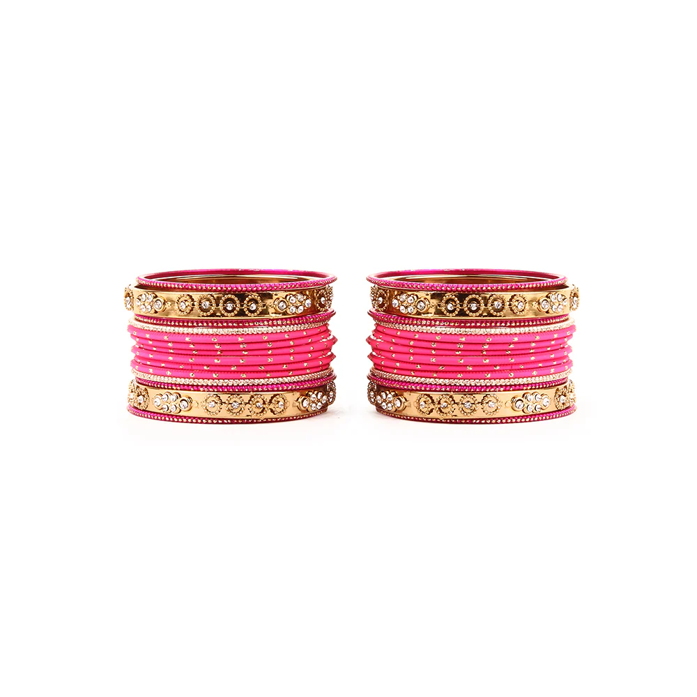 Traditional Bangle Set With Golden Dotted Bangles - Image 5