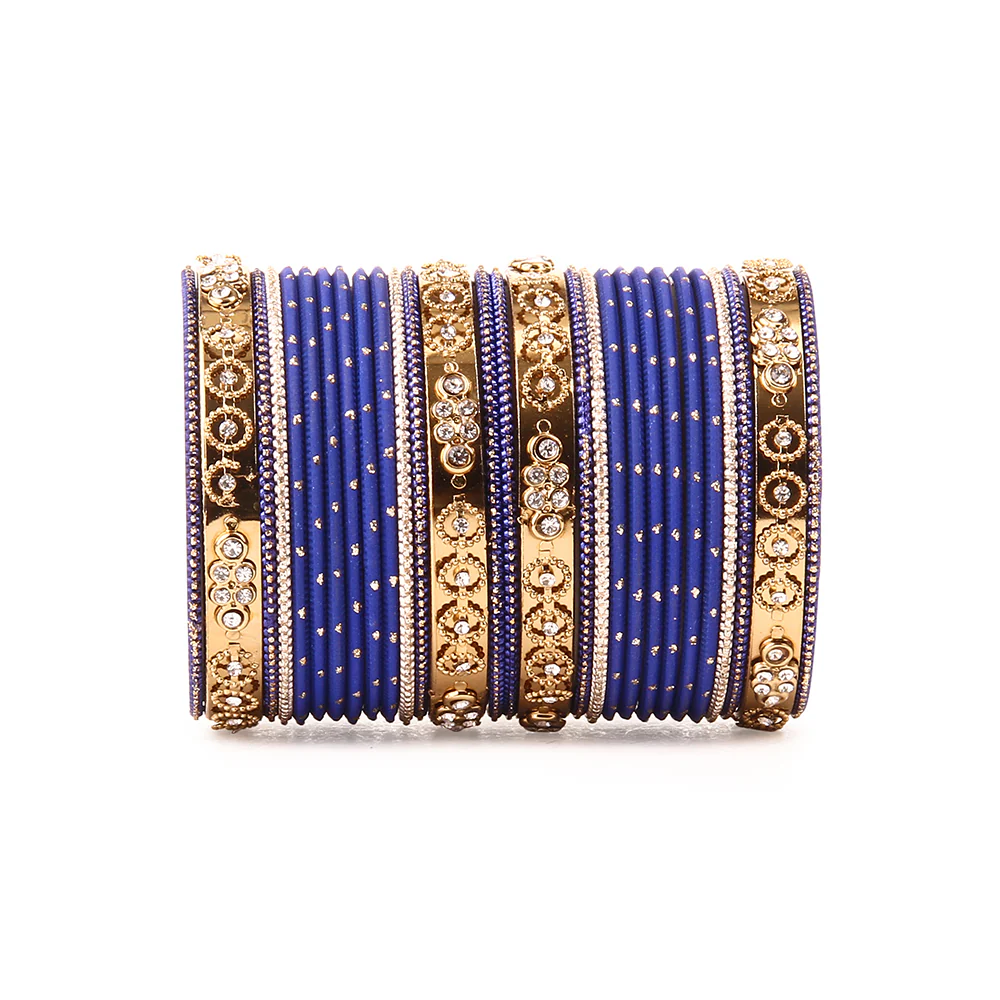 Traditional Bangle Set With Golden Dotted Bangles - Image 6