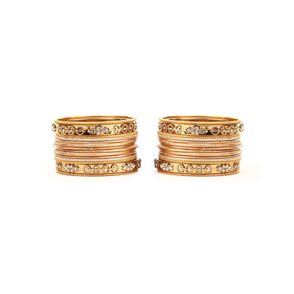 Traditional Bangle Set With Golden Dotted Bangles - Image 9