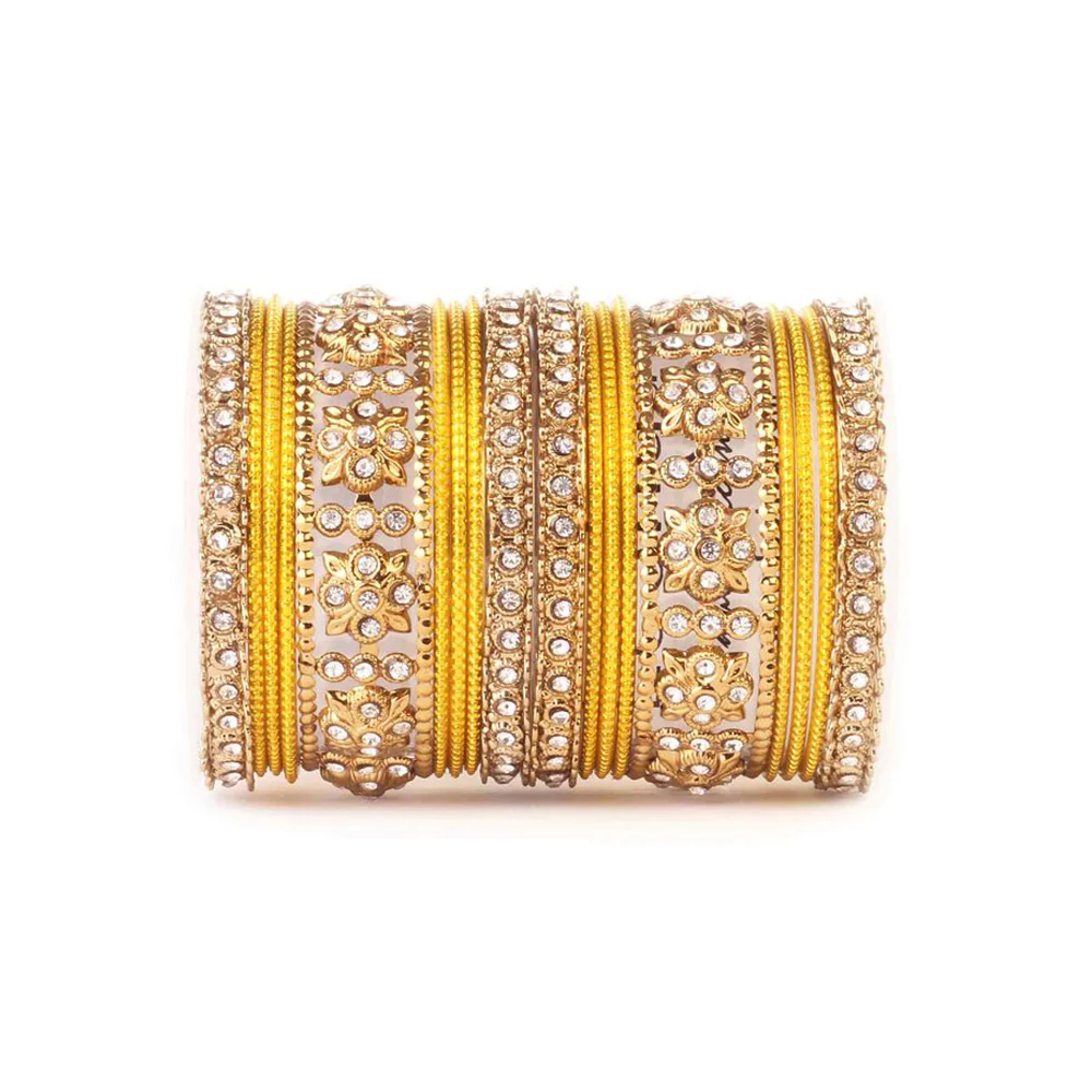 Traditional Colored Flower Pattern Bangle Set - Image 13