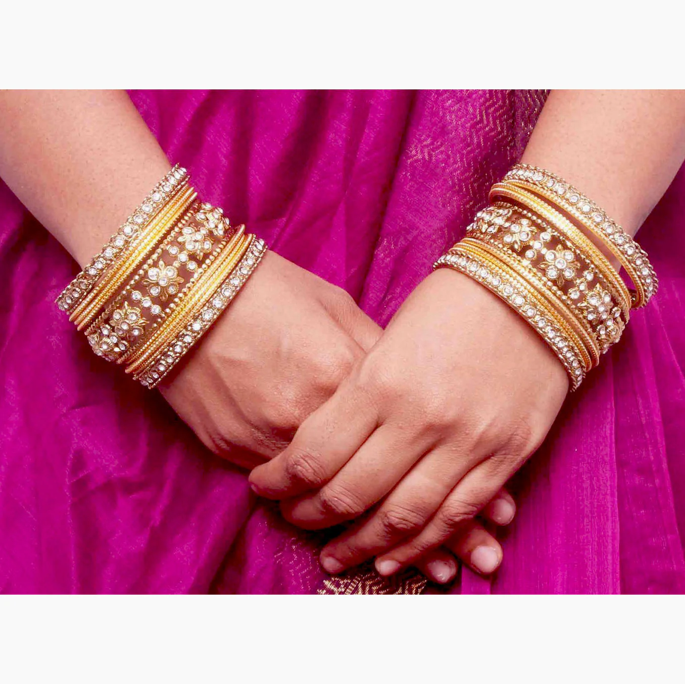 Traditional Colored Flower Pattern Bangle Set - Image 3