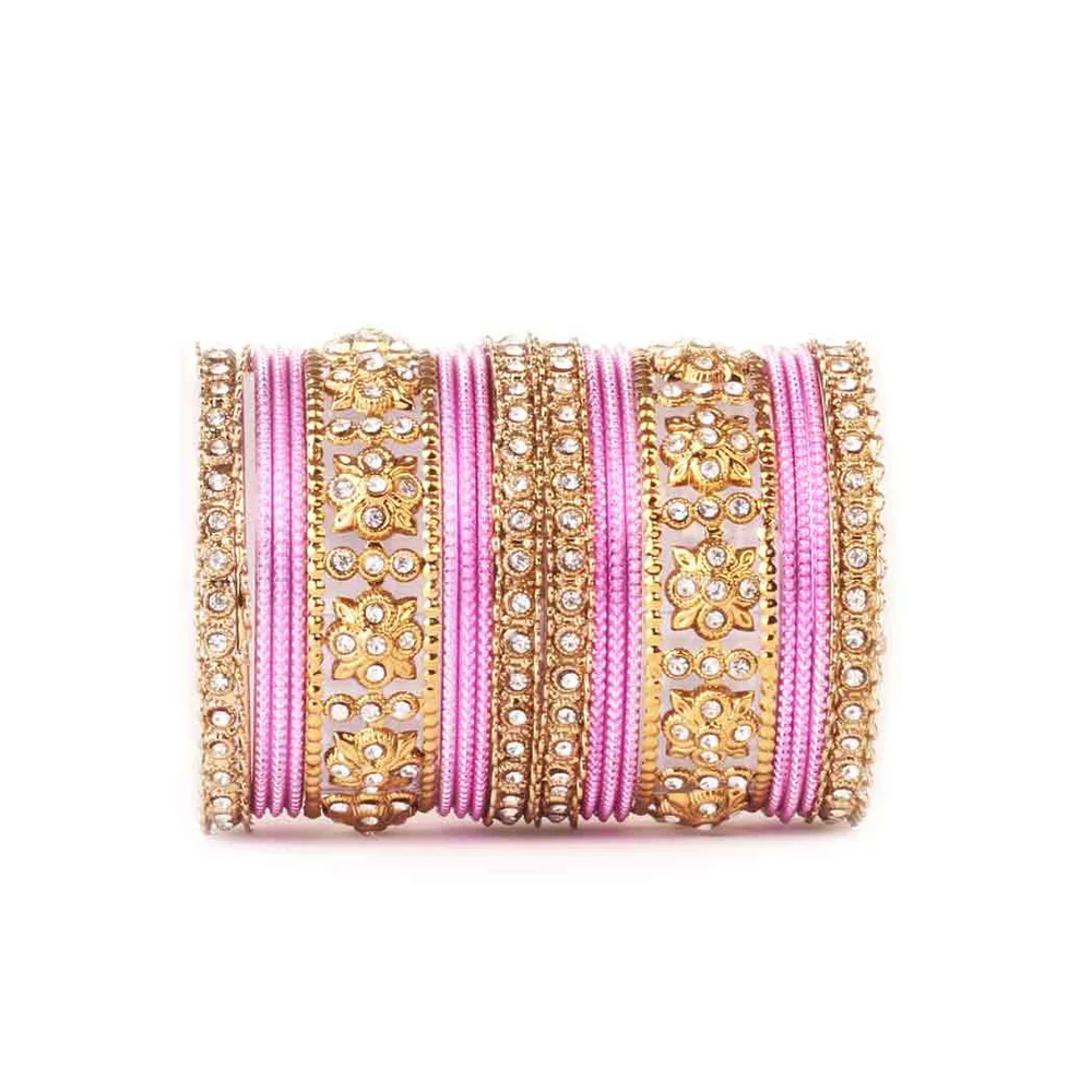 Traditional Colored Flower Pattern Bangle Set - Image 7