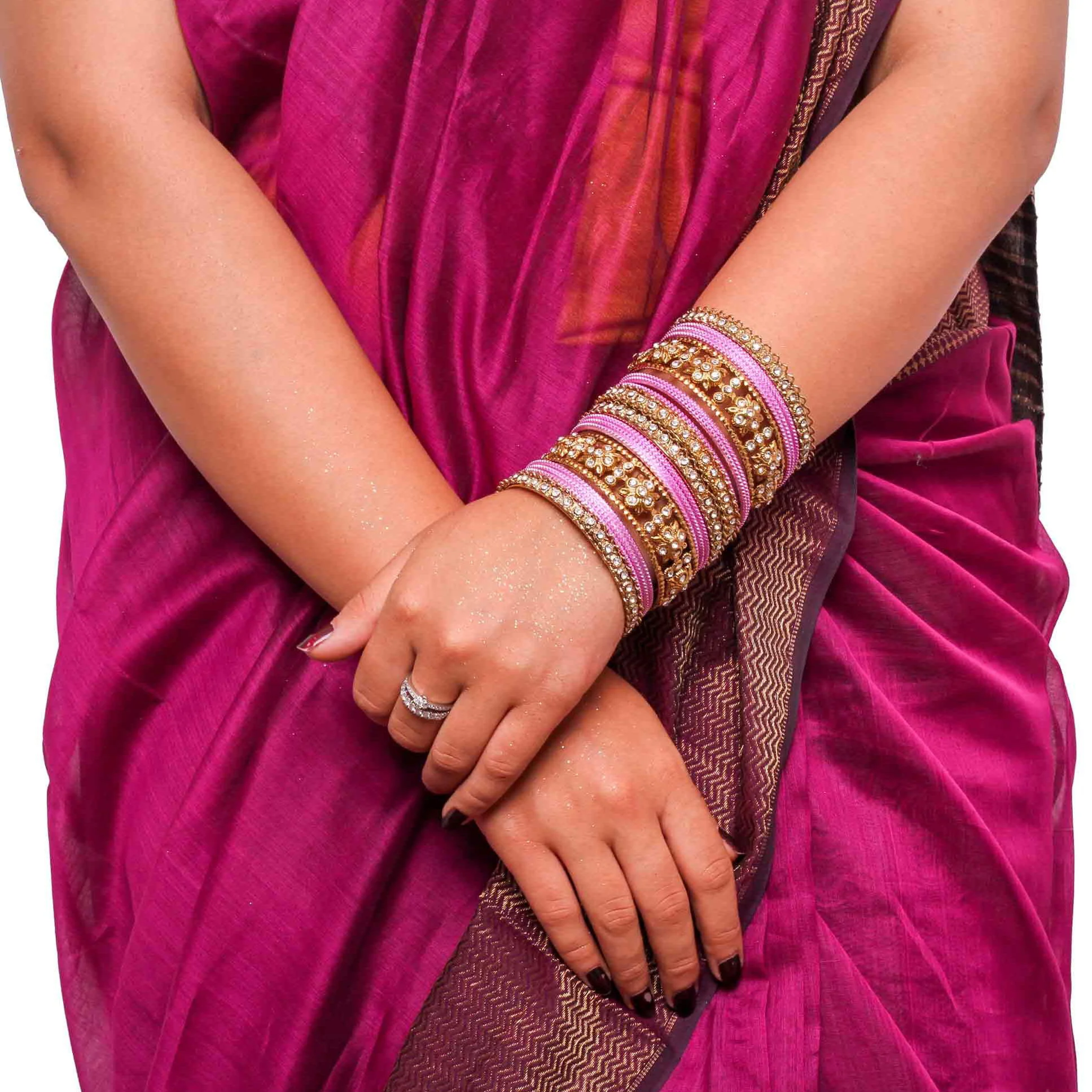 Traditional Colored Flower Pattern Bangle Set - Image 8